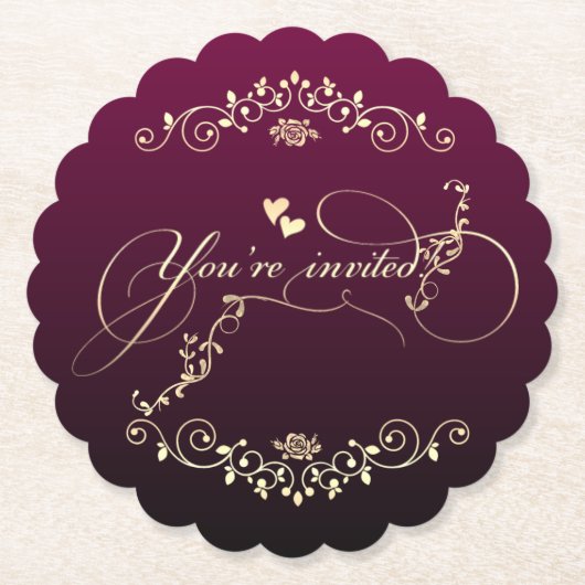 elegante decoración dorada kartonnen onderzetters (Voorkant)