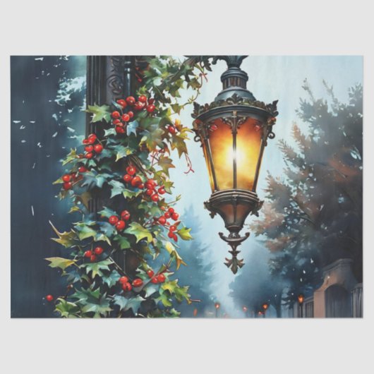 Elegante Decorated Christmas Street Light Decoupag Tissuepapier (Voorkant)