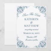 Elegante decoratieve barok bruiloft Save the Date Kaart (Voorkant / Achterkant)