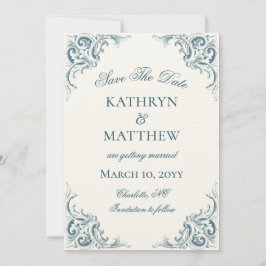Elegante decoratieve barok bruiloft Save the Date Kaart