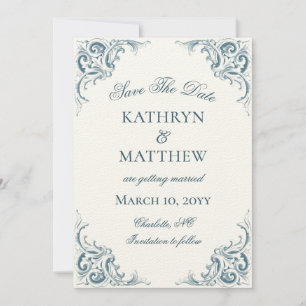 Elegante decoratieve barok bruiloft Save the Date Kaart