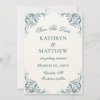 Elegante decoratieve barok bruiloft Save the Date Kaart