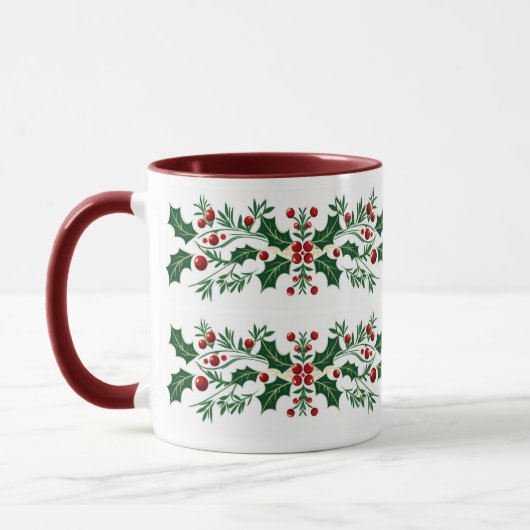 Elegante decoratieve botanische kerst mok (Links)