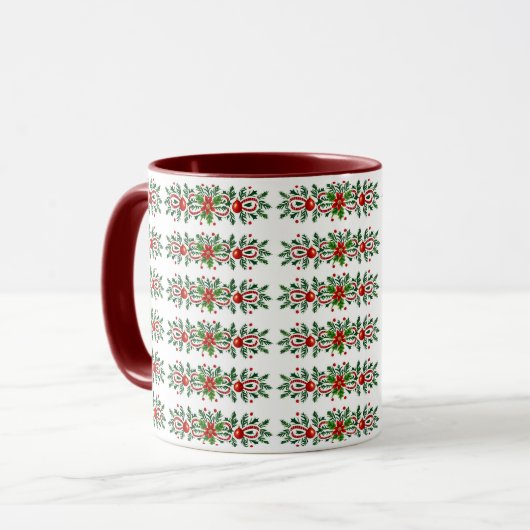 Elegante decoratieve botanische kerst mok (Voorkant links)