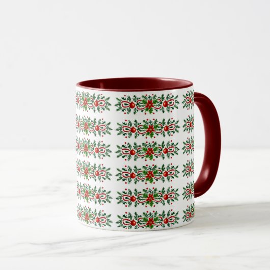 Elegante decoratieve botanische kerst mok (Voorkant rechts)