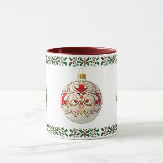 Elegante decoratieve botanische kerstbal mok (Midden)