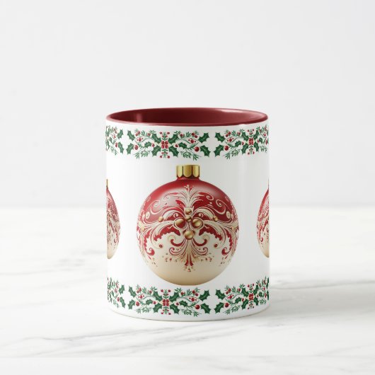 Elegante decoratieve botanische vakantie Kerstmis Mok (Midden)