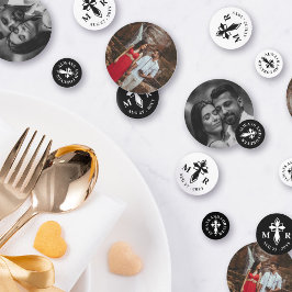 Elegante Decoratieve Cross Monogram & foto's Huwel Confetti