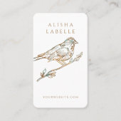 Elegante  decoratieve geperste vogel Logo wit Visitekaartje (Voorkant)