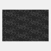 Elegante decoratieve hart bedels zilver en zwart inpakpapier vel (Voorkant)