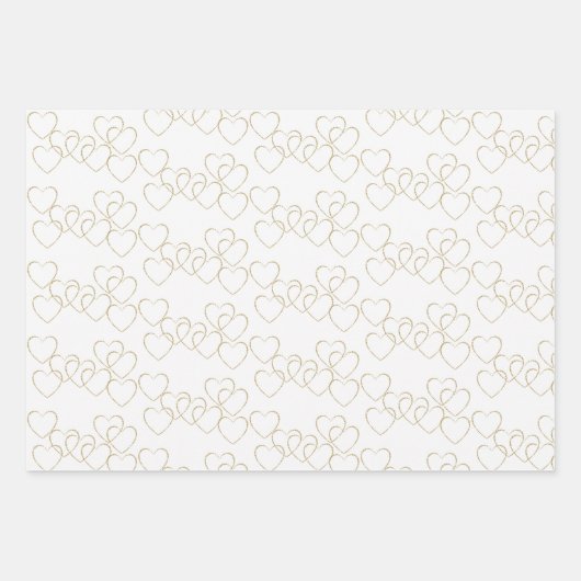 Elegante decoratieve hart bedelsels goud en wit inpakpapier vel (Voorkant 3)