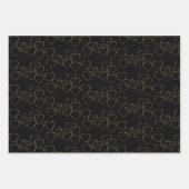 Elegante decoratieve hart charmes goud en zwart inpakpapier vel (Voorkant 3)