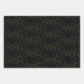 Elegante decoratieve hart charmes goud en zwart inpakpapier vel (Voorkant 2)