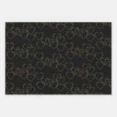 Elegante decoratieve hart charmes goud en zwart inpakpapier vel (Voorkant)