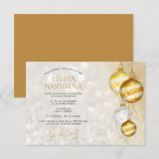 elegante decoratieve kerstfeest uitnodiging (Voorkant / Achterkant)
