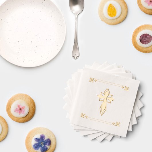 Elegante decoratieve kruis geen tekst religieuze e folie servetten
