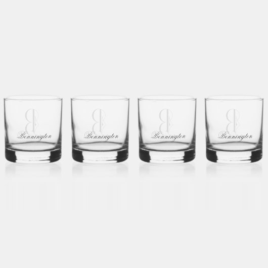 Elegante decoratieve monogramed letter B Whisky Glas (Achterkant)