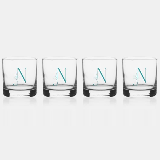 Elegante decoratieve monogramed letter N Whisky Glas (Voorkant)