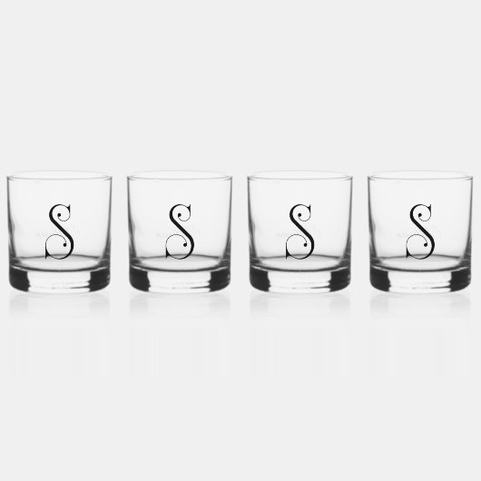 Elegante decoratieve monogramed letter S Whisky Glas (Voorkant)