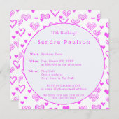 Elegante decoratieve roze harten verjaardagsfeestj kaart (Voorkant / Achterkant)