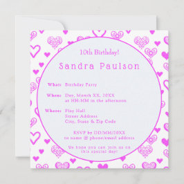 Elegante decoratieve roze harten verjaardagsfeestj kaart