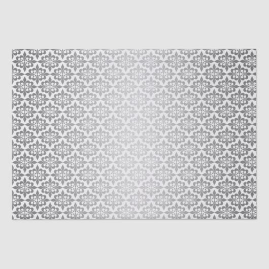 Elegante  Decoupage Gloeiende Zilveren Damast Tissuepapier (Voorkant)