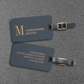 Elegante Deep Blue Brown Bold Bagagelabel