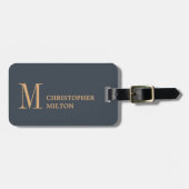 Elegante Deep Blue Brown Bold Bagagelabel (Voorkant horizontaal)