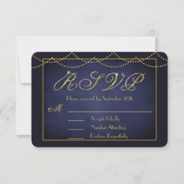 Elegante Deep Blue en Gold Glitter RSVP-kaarten RSVP Kaartje