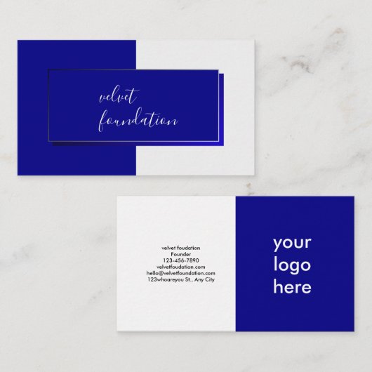 Elegante Deep Blue Modern Visitekaartje (Voorkant / Achterkant)