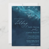 Elegante Deep Blue Ocean Wave bruiloft Kaart (Voorkant)