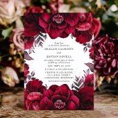 Elegante Deep Crimson Red Floral Romantische bruil Kaart