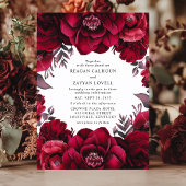 Elegante Deep Crimson Red Floral Romantische bruil Kaart