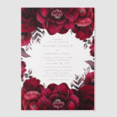Elegante Deep Crimson Red Floral Romantische bruil Vellum Uitnodigingen (Voorkant)