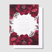 Elegante Deep Crimson Red Floral Romantische bruil Vellum Uitnodigingen (Offset)