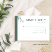 Elegante Deep Green bruiloft met / zonder maaltijd RSVP Kaartje