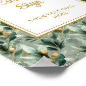 Elegante Deep Green Gold Eucalyptus Wedding Custom Poster (Hoek)