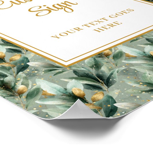 Elegante Deep Green Gold Eucalyptus Wedding Custom Poster (Hoek)