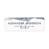 Elegante Deep Grey Navy Waterverf Monogram Minimal Etiket (Voorkant)