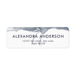 Elegante Deep Grey Navy Waterverf Monogram Minimal Etiket