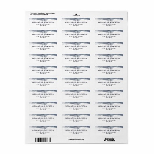 Elegante Deep Grey Navy Waterverf Monogram Minimal Etiket (Full Sheet)