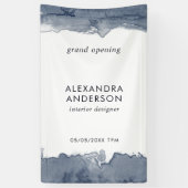 Elegante Deep Grey Waterverf Minimal Grand Opening Spandoek (Verticaal)