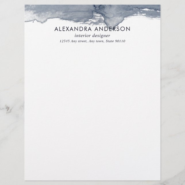 Elegante Deep Grey Waterverf Professional Minimal Briefhoofd (Voorkant)