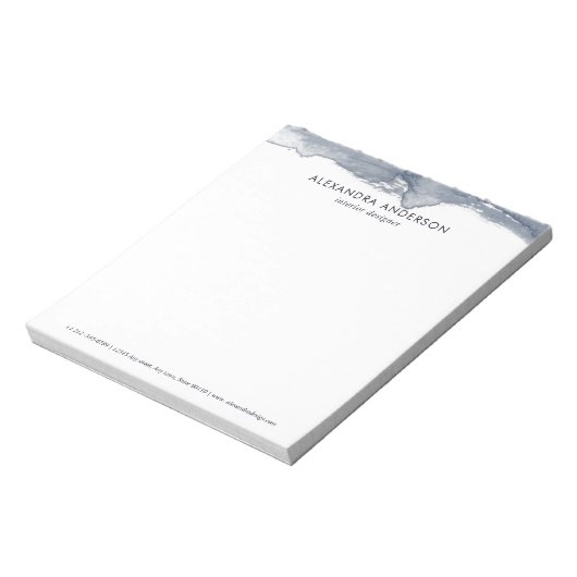 Elegante Deep Grey Waterverf Professional Minimal Notitieblok (Linkerzijde)