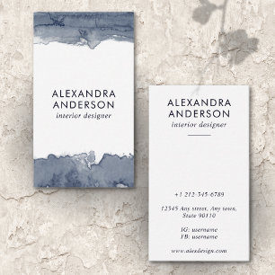 Elegante Deep Grey Waterverf Professional Minimal Visitekaartje