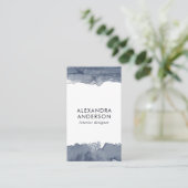 Elegante Deep Grey Waterverf Professional Minimal Visitekaartje (Staand voorkant)