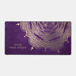 Elegante Deep Paarse en Gouden Mandala Reiki Yoga Bureaumat