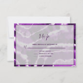 Elegante Deep Paarse Marmeren Batik Wedding RSVP K (Voorkant)