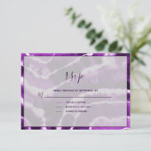 Elegante Deep Paarse Marmeren Batik Wedding RSVP K (Staand voorkant)