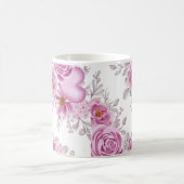 Elegante Deep Pink Floral Heart Waterverf Koffiemok (Center)